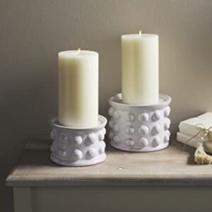 Mud Pie Beaded Pillar Holder, White