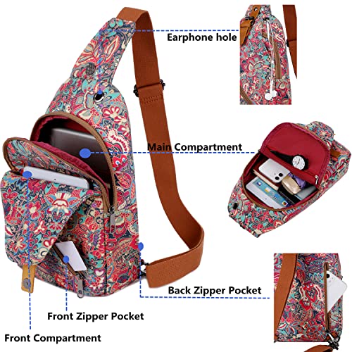 Women's Small Floral Sling Bag Pretty Backpack Purse Crossbody Bag Shoulder Bag for Women XB-18 (HS)