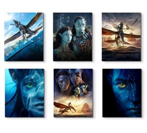 avatar: the way of water 2022 – set of 6 promo movie poster prints, (8x10s) pandora wall art decor of jake sully, neytiri, kiri, tonowari, ronal