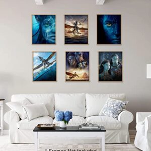 Avatar: The Way of Water 2022 - Set of 6 Promo Movie Poster Prints, (8x10s) Pandora wall art decor of Jake Sully, Neytiri, Kiri, Tonowari, Ronal