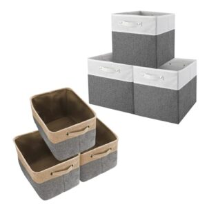 awekris foldable storage bin basket set [3-pack] cube bins fabric storage basket [3-pack] 13x13x13 inch collapsible storage box organizer with handles for cubby shelf nursery home closet large