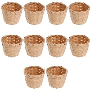 zerodeko 10pcs miniature artifical wood woven baskets, mini woven baskets without handles for home office table party favors crafts decoration