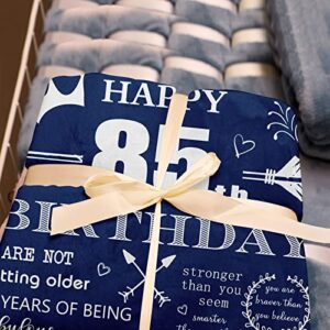 Henazin 85th Birthday Gifts for Women, 85th Birthday Gifts for Men, 85th Birthday Decorations, 85 Birthday Gifts for Men Women Dad Mom Husband Wife Friend, Happy 85 Birthday Throw Blankets 60” X 50”