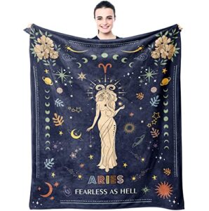 muxuten aries gifts blanket 60″x50″ – aries gifts for women – aries zodiac gifts – gifts for aries women – aries birthday gifts – astrology gifts for women – zodiac constellation gift, horoscope gifts