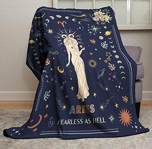 Muxuten Aries Gifts Blanket 60"x50" - Aries Gifts for Women - Aries Zodiac Gifts - Gifts for Aries Women - Aries Birthday Gifts - Astrology Gifts for Women - Zodiac Constellation Gift, Horoscope Gifts