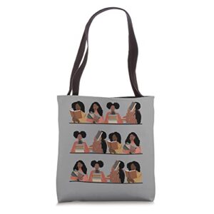 pretty and educated black women read african american bhm tote bag