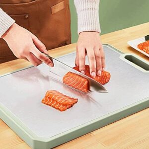 MMOOCO Chopping Board, Double-Sided Chopping Board,Stainless Steel Cutting Board,Non-Slip and Easy to Grip,Best Chopping Board for Cutting -green-42 * 31cm