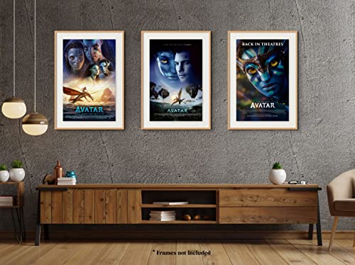 Avatar: The Way of Water Poster (2022), Avatar (2009) and the Re-Release Poster of Avatar, Set of 3 Movie Posters (11 x 17)