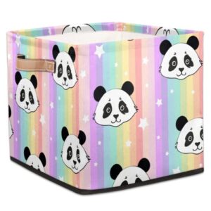 cute panda rainbow cube storage bins 13 inch fabric storage basket square storage bins collapsible nursery storage bin organizer basket storage box for shelves, closet