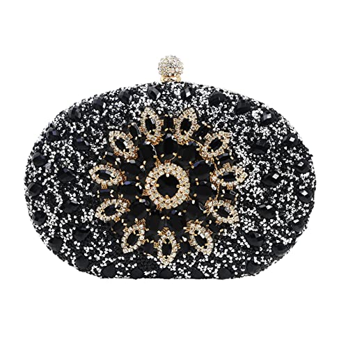 Bandkos Women Clutch Purses Evening Bag Sparkly Diamond Handbag Bridal Glitter Crystal Shoulder Crossbody Bag for Wedding Prom Party (Black)