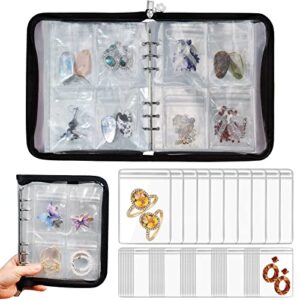 transparent jewelry storage book earring organizer, jewelry organizer travel earring case album jewelry container jewelry bags, make jewelry organized and prevent oxidation(70 grids+60 zipper bags)