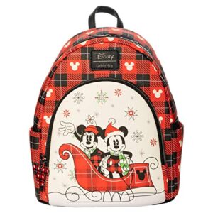 loungefly disney holiday mickey and minnie mouse double strap shoulder bag purse – entertainment earth exclusive