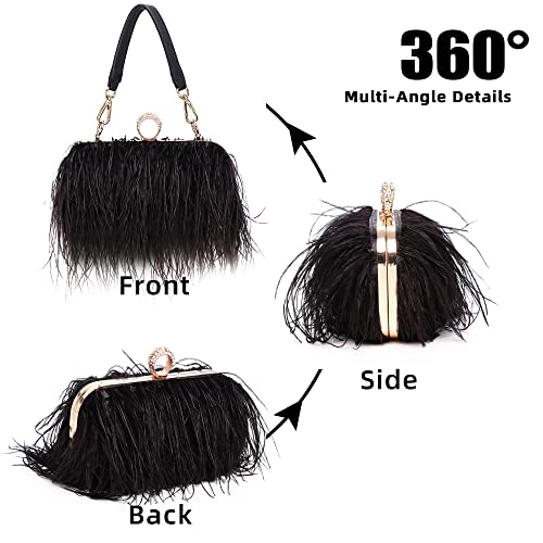 Feather Purse Feather Clutch Feather Bag Ostrich Clutch Feather Bags For Women Handbag With Feathers Ostrich Feather Purse Purse With Feathers Bag With Feathers Feather Evening Bag Feather Handbag