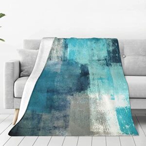 teal grey throw blanket flannel fleece turquoise abstract art painting lightweight soft fuzzy cozy couch bed blanket fall winter decor christmas birthday gifts kids adult 60″x50″