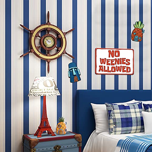 Cool Room Decor Funny Posters No Weenies Allowed Metal Tin Sign, 8X12 Inches Retro Decor Funny Door Signs for Bedroom, Porch, Backyard, Office, Livingroom, Cute Spongebob Poster, Street Signs for Bedroom Wall Decor, Gift for Women SpongeBob Lovers