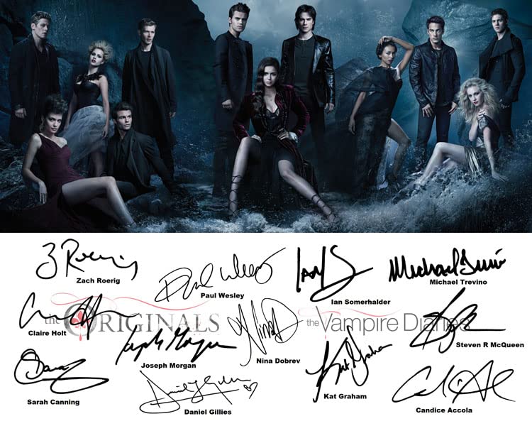 Ikonic Fotohaus The Vampire Diaries X the Originals Ian Somerhalder Joseph Morgan TV Cast Signed Photo Autograph Print Wall Art Home Decor