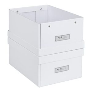 Bigso Karin Collapsible Storage Box | Photo Storage Box with Labelframe for Identification | Simple Assembly without Tools | Decorative Storage Boxes with Lids | 8.9″ x 12.4″ x 5.4″ | 2 Pack | White