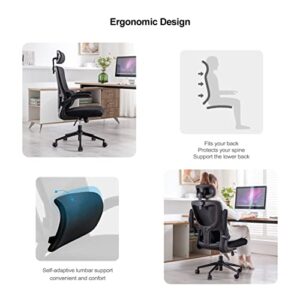 BRTHORY Office Chair Height-Adjustable Ergonomic Desk Chair with Lumbar Support, Breathable Mesh Computer Chair High Back Swivel Task Chair with Adjustable Headrest and Flip-up Armrests - Black