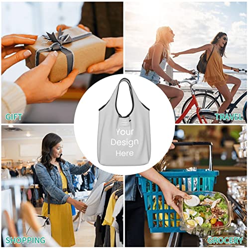 Custom Tote Bags Personalized Bags For Women Men With You Text Logo Picture Unisex Design Your Own Tote Bag For Daily Use Gifts, Lightgrey