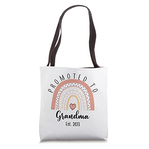 Promoted To Grandma Est 2023 Rainbow, Mother's Day Tote Bag