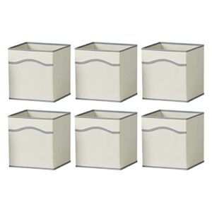 sunnypoint classic collapsible, foldable storage fabric cube organizer bin – pack of 6 (cream)