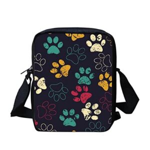 JEOCODY Colorful Animal Paws Print Mini Crossbody Bags for Women Teen Girls Shoulder Bag Purse Holder Satchel