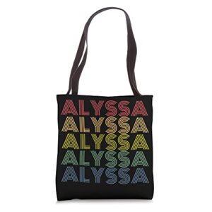 alyssa personalized name retro 70s vintage tote bag