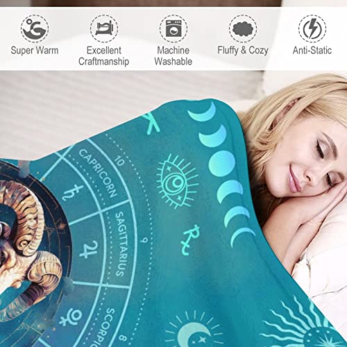 Custom Aries Blanket Gifts, 40"x30" Rectangular Flannel Zodiac Throw Blanket Cozy, Personalized Blankets Gift for Boys Girls Teen Women Men Tarot Cards Lovers Birthday Anniversary Festival