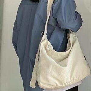 GAI Unisex Hippie Bag Hobo Crossbody Bags For Women Large Canvas Boho Shoulder Bag Shopping Bag (One Size,White)