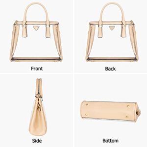 Joryin Clear Bag for Women Clear Bags Stadium Approved Clear Tote Bag with Zipper Crossbody Bag Clear Purse Fashion Satchel Bag Handbag Transparent Bag Warm Beige