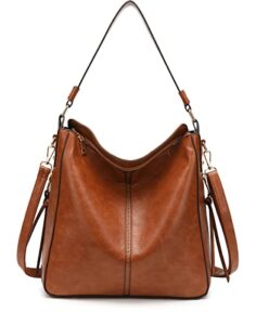 shaelyka medium brown shoulder bag for women, ladies medium hobo bag purse faux leather