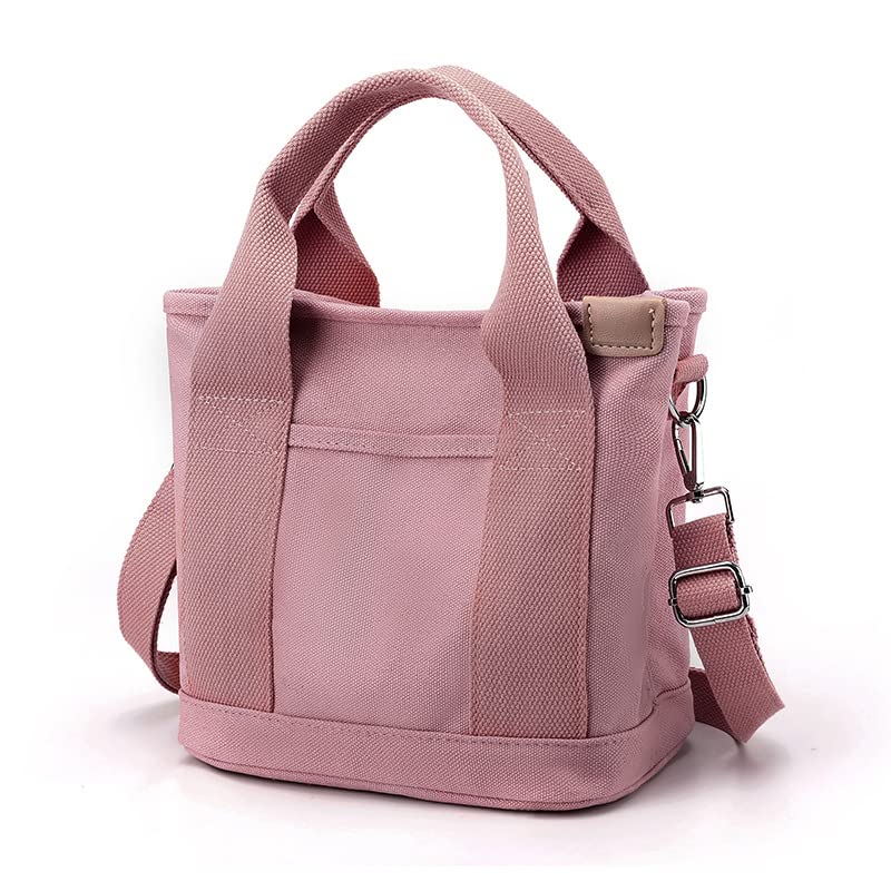 Maogou Large Capacity Multi-Pocket Handbag - Women Canvas Bag Satchel Bags Shoulder Bag Bento Pack - for Daily Work Travel (Pink-B)