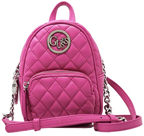 GUESS Factory Women's Evan Pink Quilted Mini Backpack Style Crossbody Handbag Purse