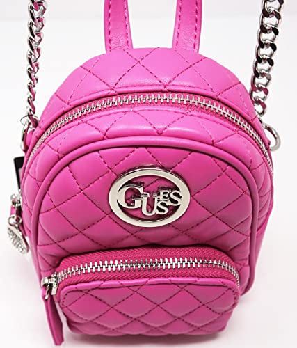 GUESS Factory Women's Evan Pink Quilted Mini Backpack Style Crossbody Handbag Purse