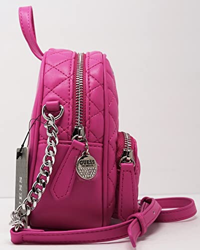 GUESS Factory Women's Evan Pink Quilted Mini Backpack Style Crossbody Handbag Purse