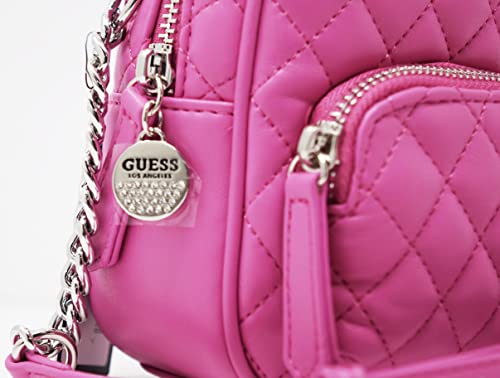 GUESS Factory Women's Evan Pink Quilted Mini Backpack Style Crossbody Handbag Purse