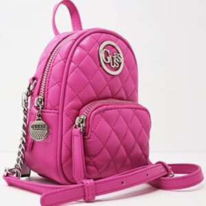 GUESS Factory Women's Evan Pink Quilted Mini Backpack Style Crossbody Handbag Purse