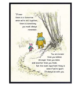 winnie pooh wall art – kids wall art – boys room, baby nursery decor – girls bedroom decor – wall decor for toddlers – always remember you are braver than you believe – a. a. milne poster 11×14 gift