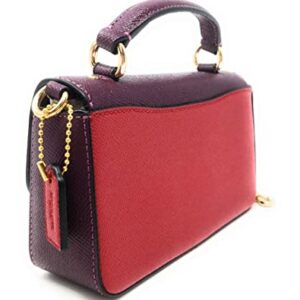 COACH Women's Mini Josie Top Handle Crossbody Shoulder Bag (Crossgrain Leather - Colorblock - Boysenberry Multi)