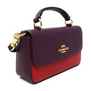 COACH Women's Mini Josie Top Handle Crossbody Shoulder Bag (Crossgrain Leather - Colorblock - Boysenberry Multi)