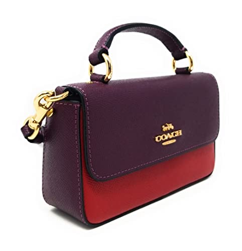 COACH Women's Mini Josie Top Handle Crossbody Shoulder Bag (Crossgrain Leather - Colorblock - Boysenberry Multi)