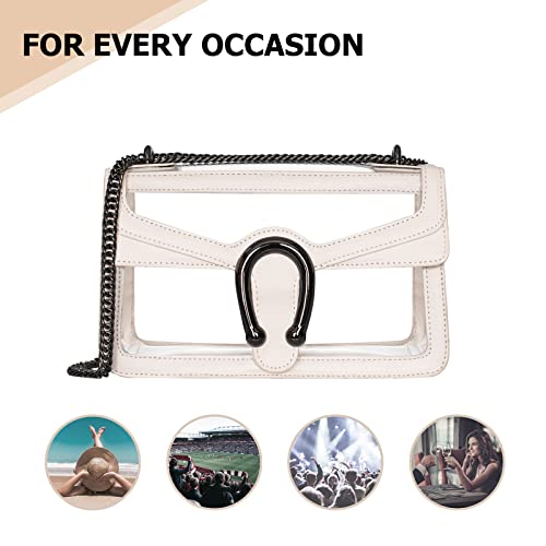 Joryin Clear Bag for Women Clear Bags Stadium Approved Clear Purse Shoulder Bag Crossbody Bag Fashion Small Handbag Clutch Bag Transparent Bag Black Cream