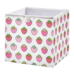 xigua strawberry cube storage bins for kids 11 x 11 x 11 in,foldable storage bin home decor organizer storage baskets box for toys,books,shelves,closet,laundry,nursery