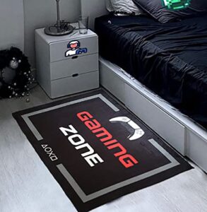 jasde gaming room decor for gamer bedroom living black rug washable video game 3 x 2 feet (90 x 60 cm)