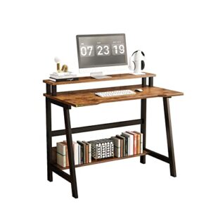alisened computer home office desk, 31.5″ desk for small spaces with storage shelf,small computer desk with monitor and bookshelf, modern simple style laptop desk