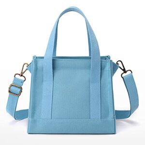 Women Canvas Tote Bag Classic Small Square Crossbody Bag Satchel Shoulder Bag Hobo Bag for Work School Travel