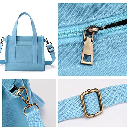 Women Canvas Tote Bag Classic Small Square Crossbody Bag Satchel Shoulder Bag Hobo Bag for Work School Travel