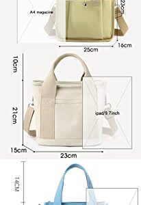 Women Canvas Tote Bag Classic Small Square Crossbody Bag Satchel Shoulder Bag Hobo Bag for Work School Travel