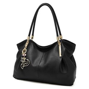 genuine leather handbags for women top-handle bags with keyring jewelry decoration women’s shoulder bags large totes purses