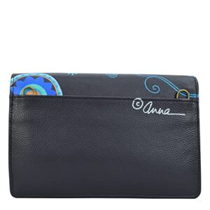 Anna by Anuschka Hand Painted Women’s Genuine Leather 3 in 1 Convertible Crossbody / Clutch / Belt bag - Blue Elephant